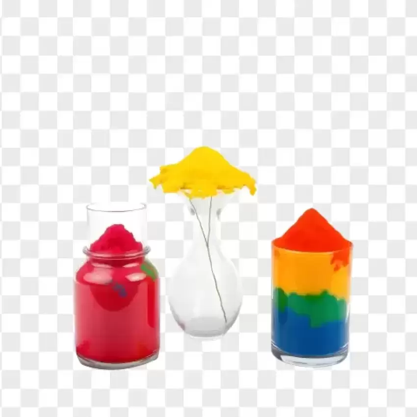 Holi Color Powder with Water Bottles PNG