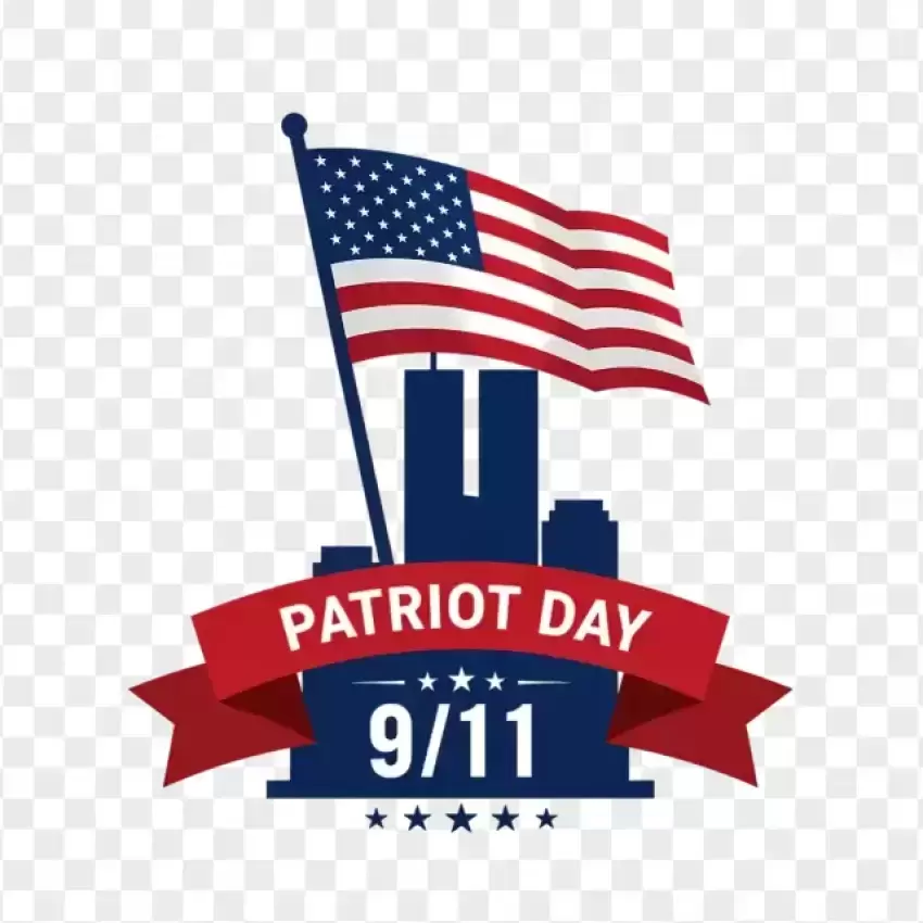 Patriot Day 9/11 Tribute with American Flag PNG