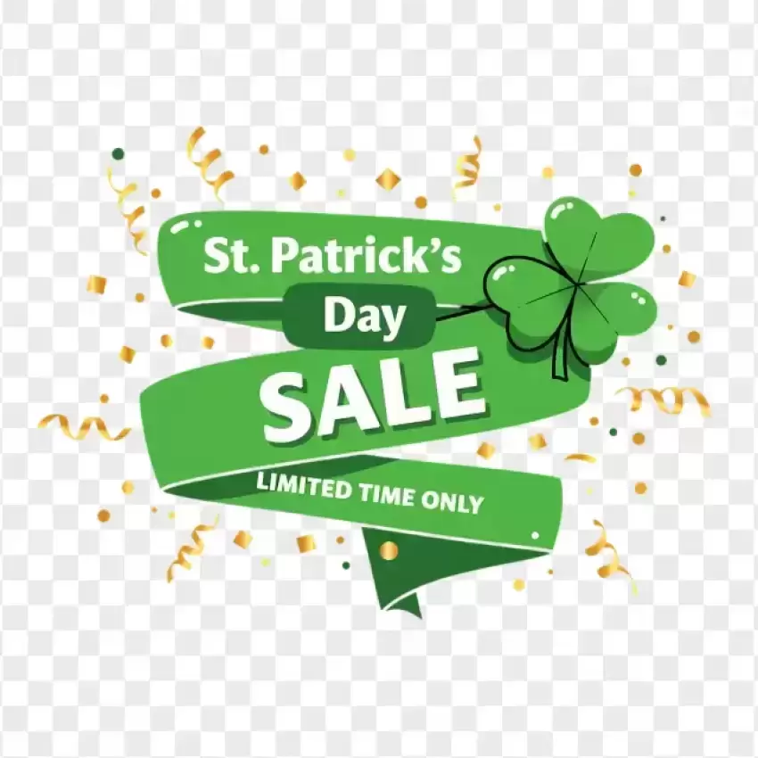 St. Patrick’s Day Discount Banner with Clover PNG