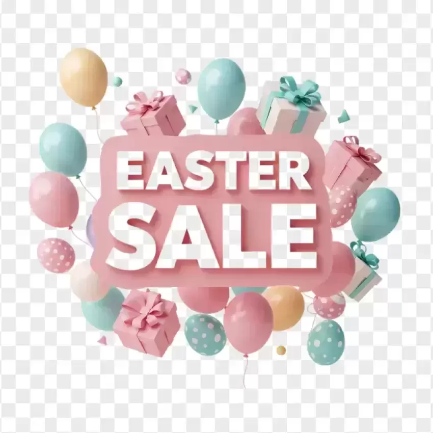 Easter Sale Png With Pastel Pink Egg Decoration