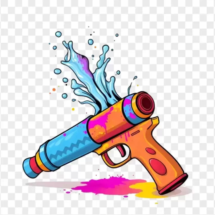 Holi Water Gun Shooting Blue Water PNG