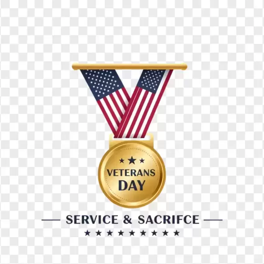 Veterans Day Medal with Service and Sacrifice Ribbon PNG