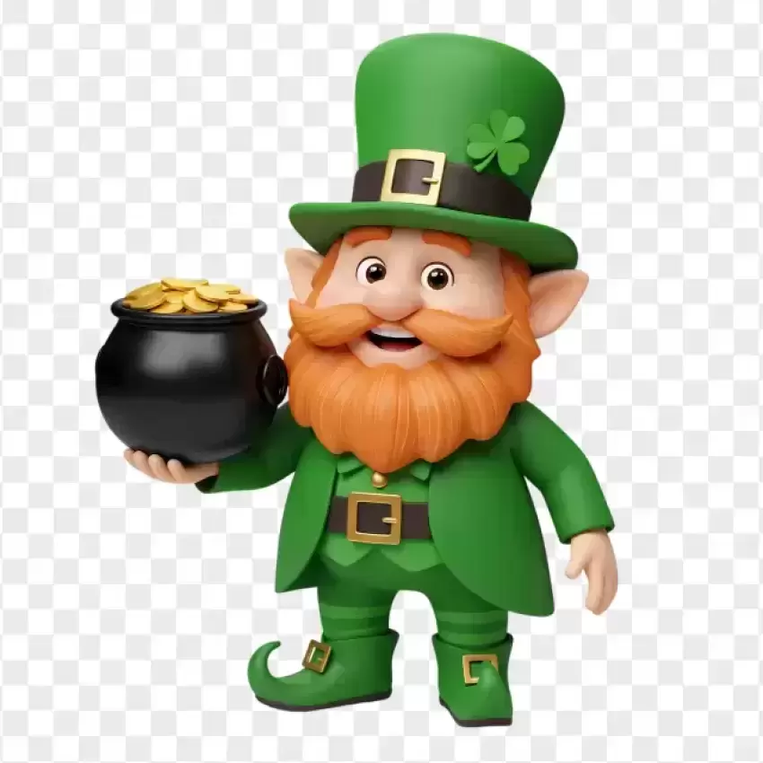 Leprechaun with Gold Pot PNG