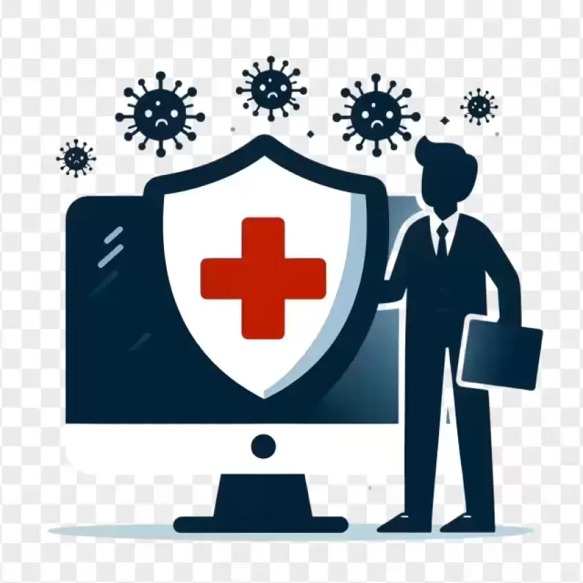  Cyber Security Shield with Medical Protection PNG