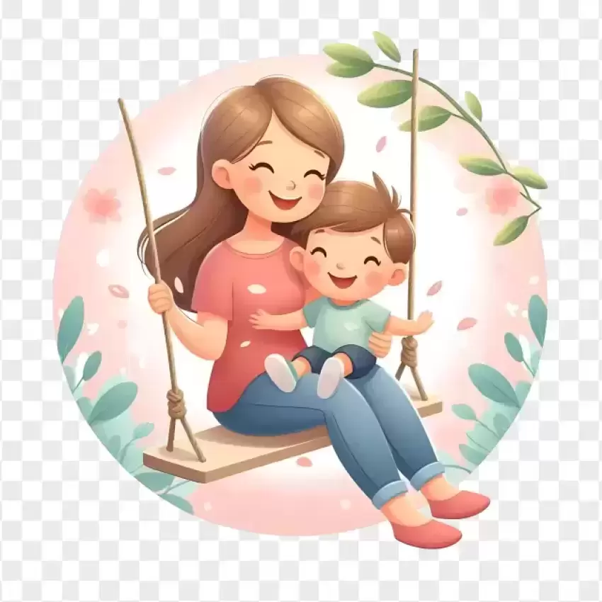 Loving Mother Holding Child Illustration PNG