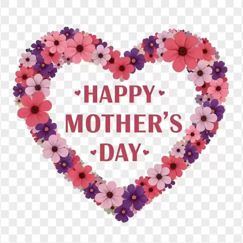 Happy Mother's Day Floral Heart PNG