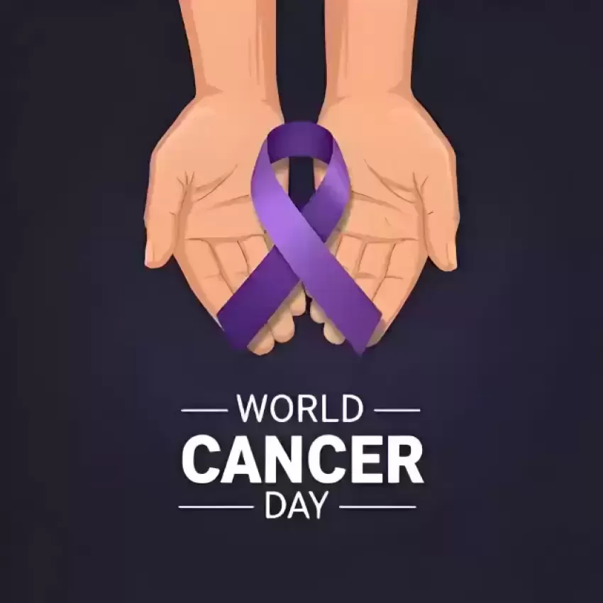 Hands Holding Cancer Awareness Ribbon Poster