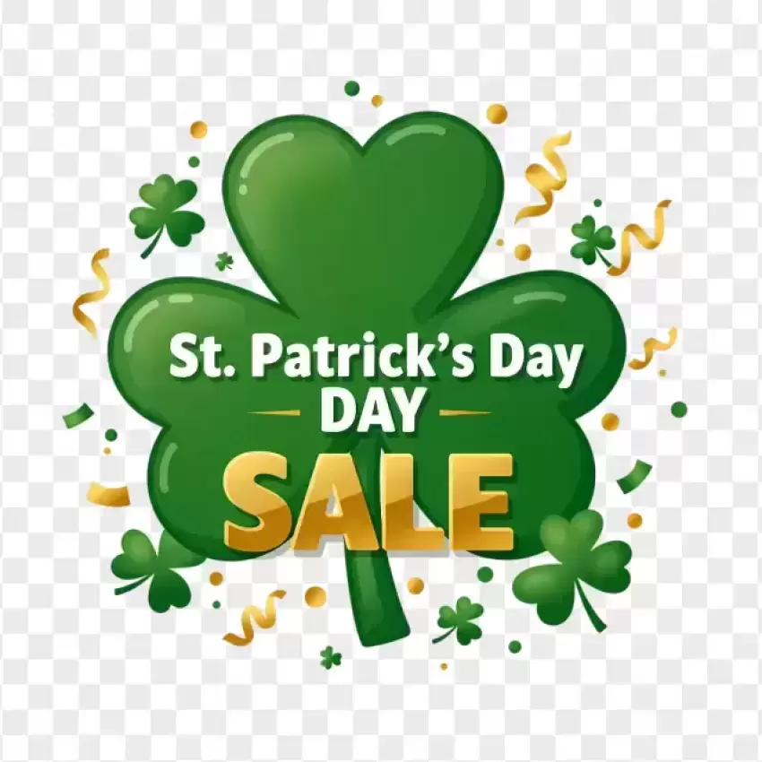 Green Shamrock with St. Patrick’s Day Sale Text PNG