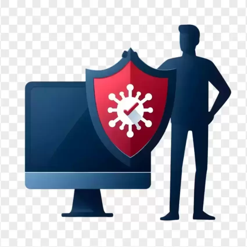 HD Cyber Security Expert with Virus Protection Shield PNG