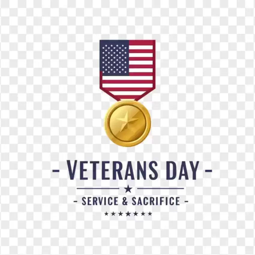 Veterans Day Medal with American Flag PNG