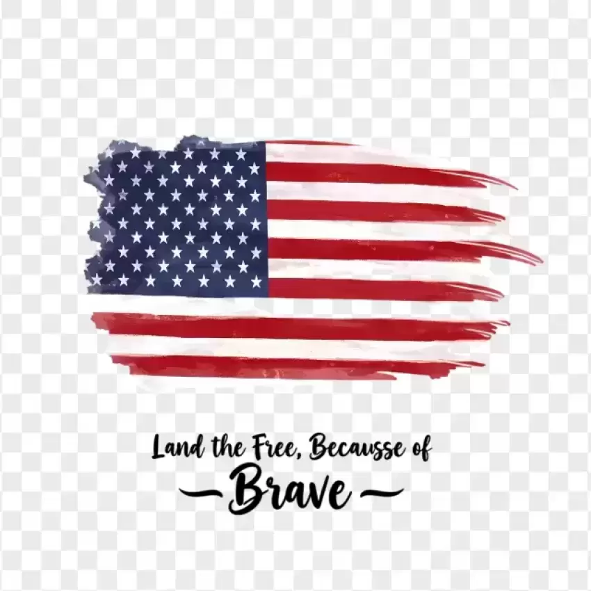 Land of the Free Because of the Brave USA Flag PNG