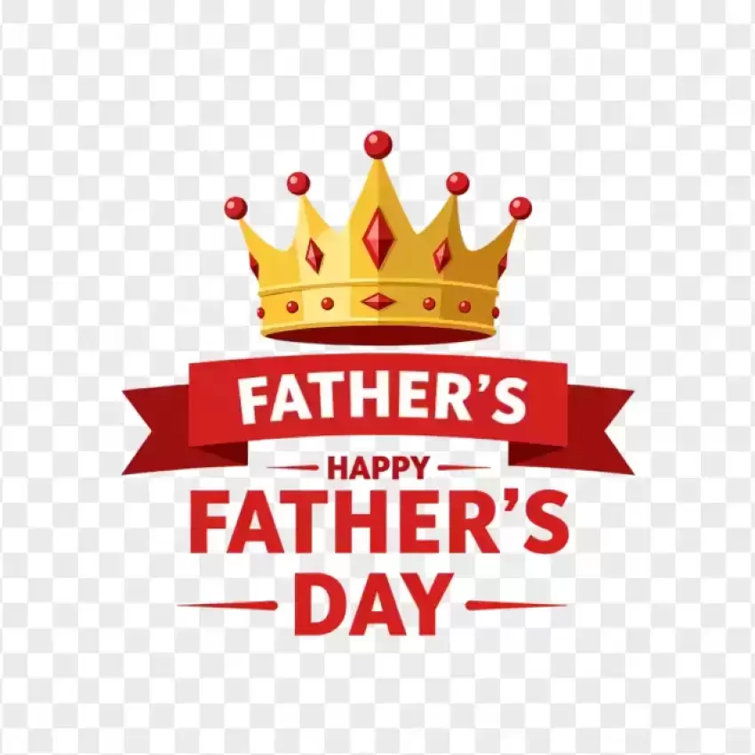 Happy Father's Day Golden Crown Badge PNG