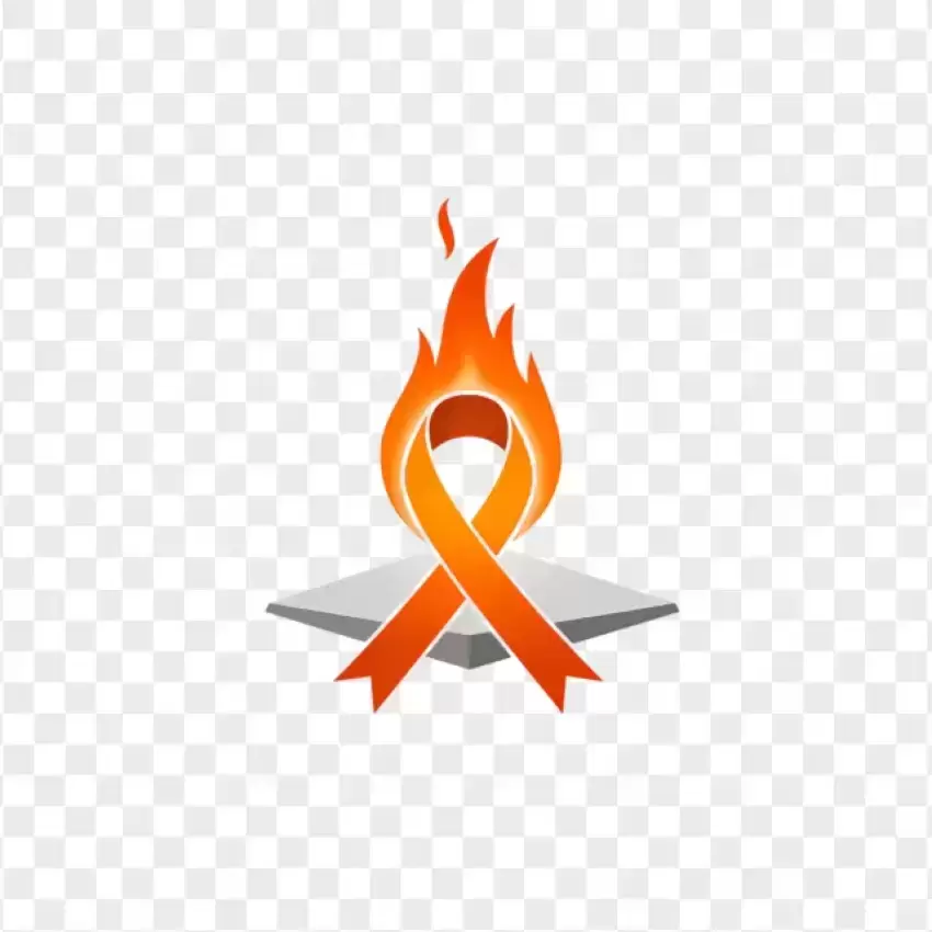 Orange Ribbon Cancer Awareness Flame PNG