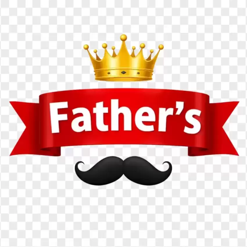 Father's Day Crown and Mustache Ribbon PNG