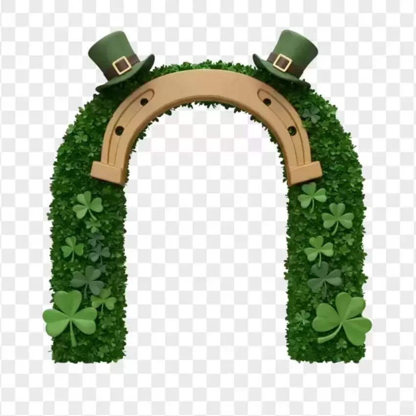 Clover-Covered Horseshoe Arch PNG