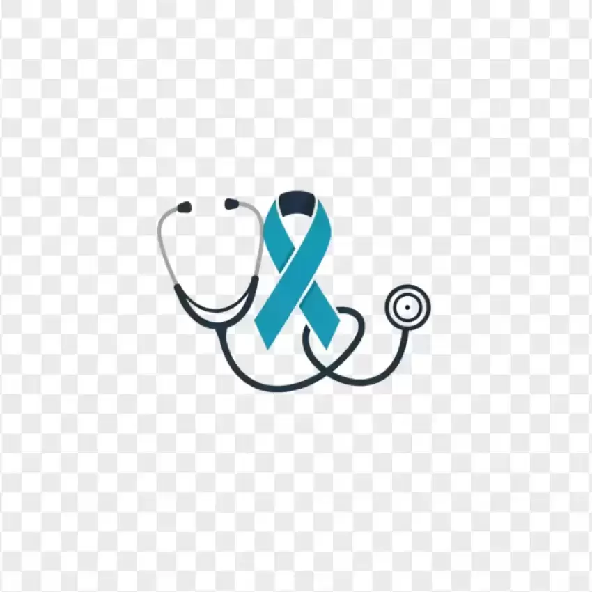 Stethoscope with Cancer Awareness Ribbon PNG