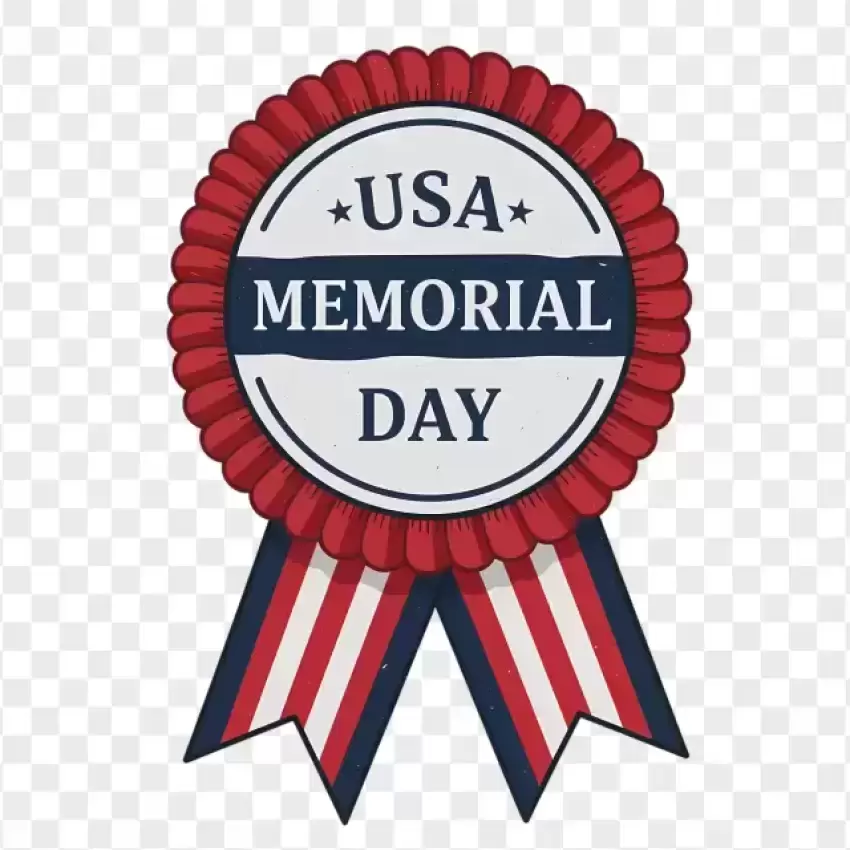 USA Memorial Day Red and Blue Ribbon PNG