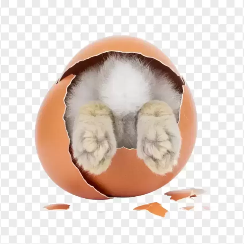 Cute Bunny Hiding Inside Cracked Easter Egg PNG