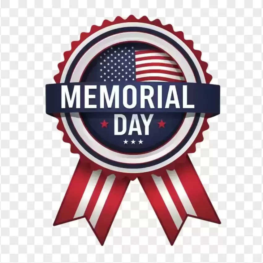 Memorial Day Ribbon Badge with Stars PNG