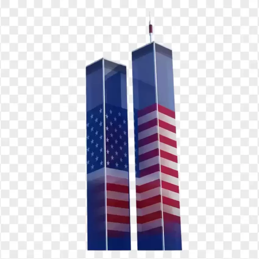 Twin Towers Wrapped in American Flag PNG