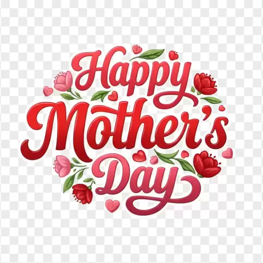 Bold Happy Mother's Day 3D Text PNG