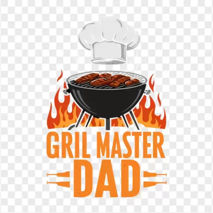 Grill Master Dad BBQ Illustration PNG