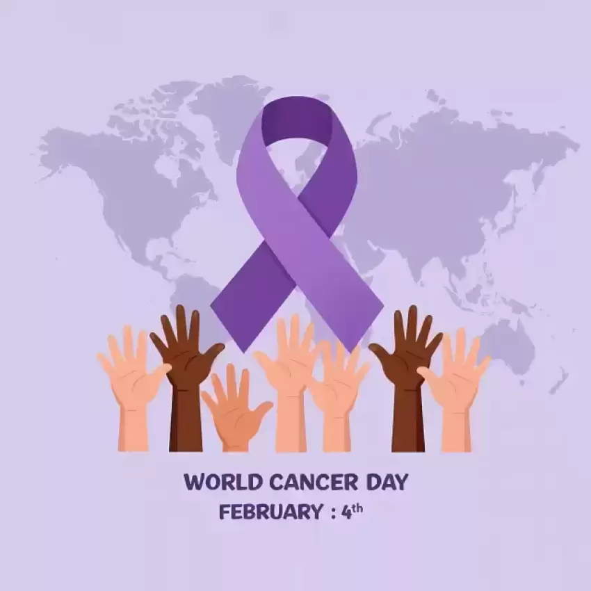 World Cancer Day Hands Raising Awareness Poster