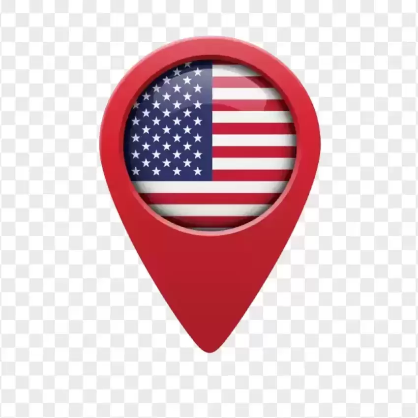 United States Location Pin with Flag Icon PNG