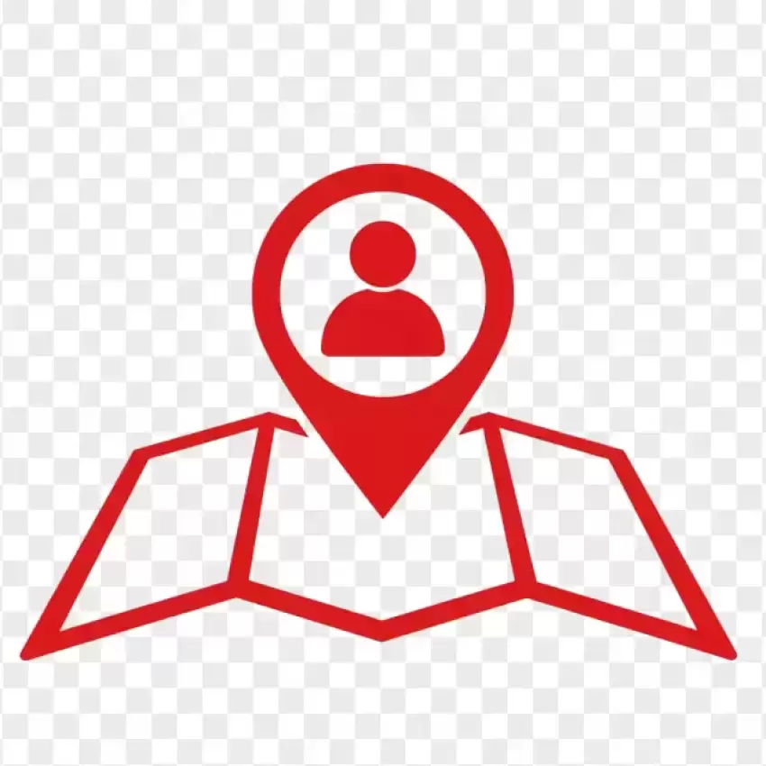 Red Navigation Map with User Icon PNG