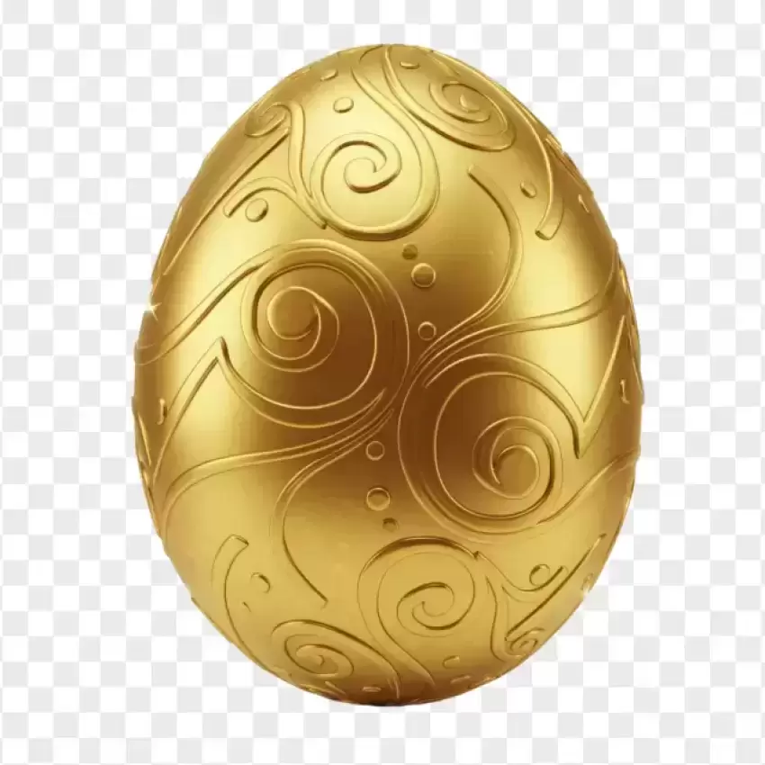 Shiny Golden Easter Egg with Elegant Design PNG