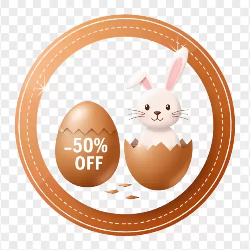 50% Off Easter Bunny and Golden Egg PNG