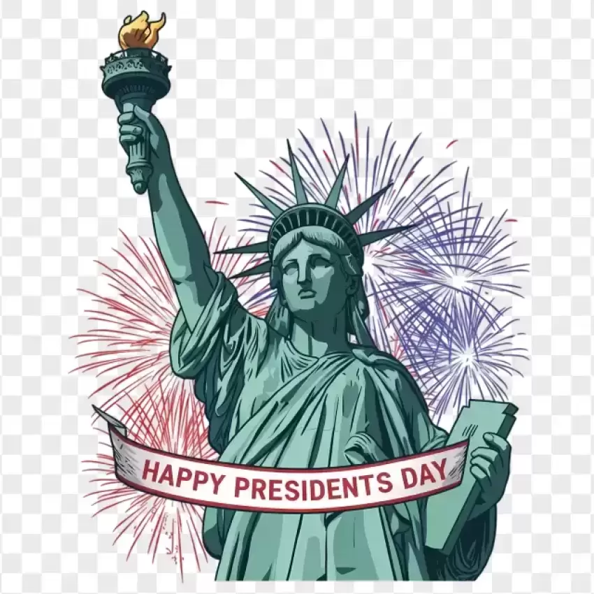 Statue of Liberty Happy Presidents Day PNG