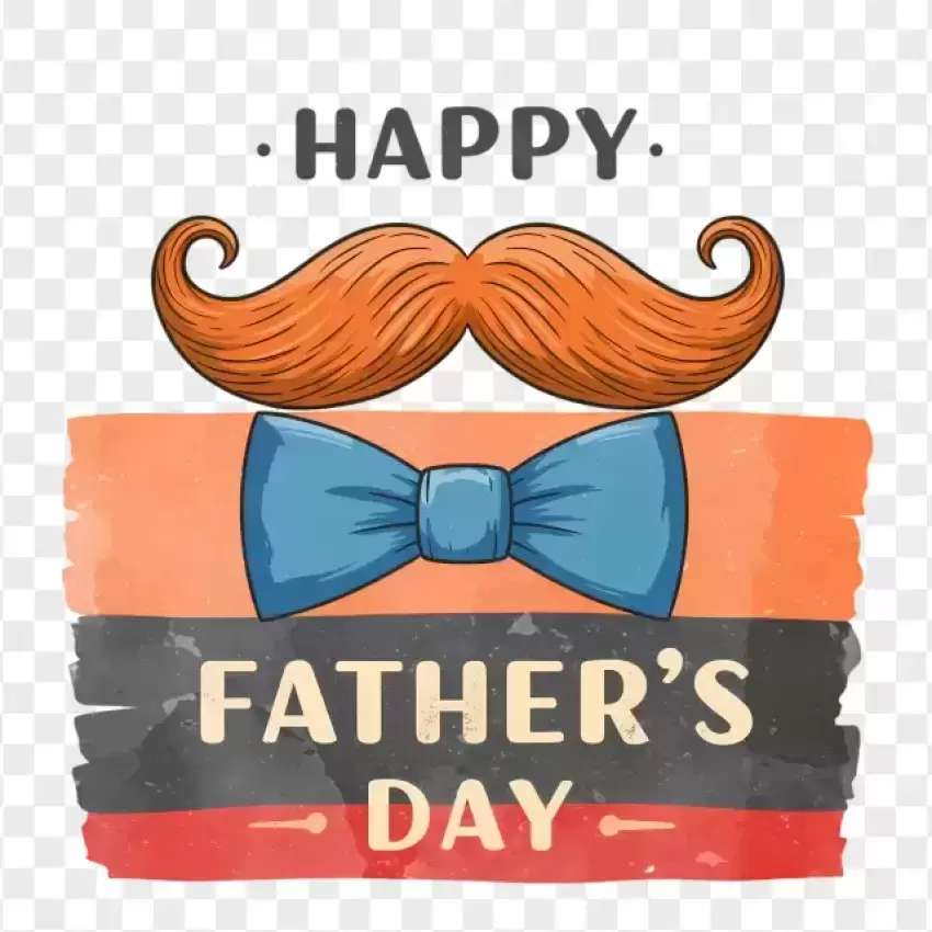 Happy Father's Day with Elegant Mustache PNG