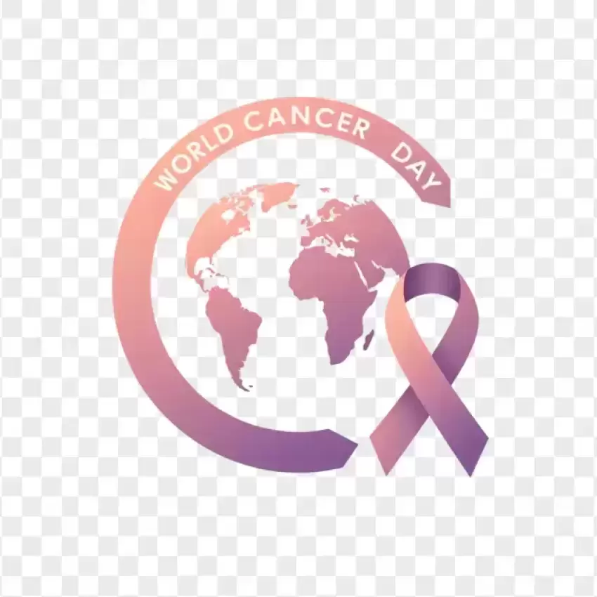 World Cancer Day Globe and Ribbon PNG