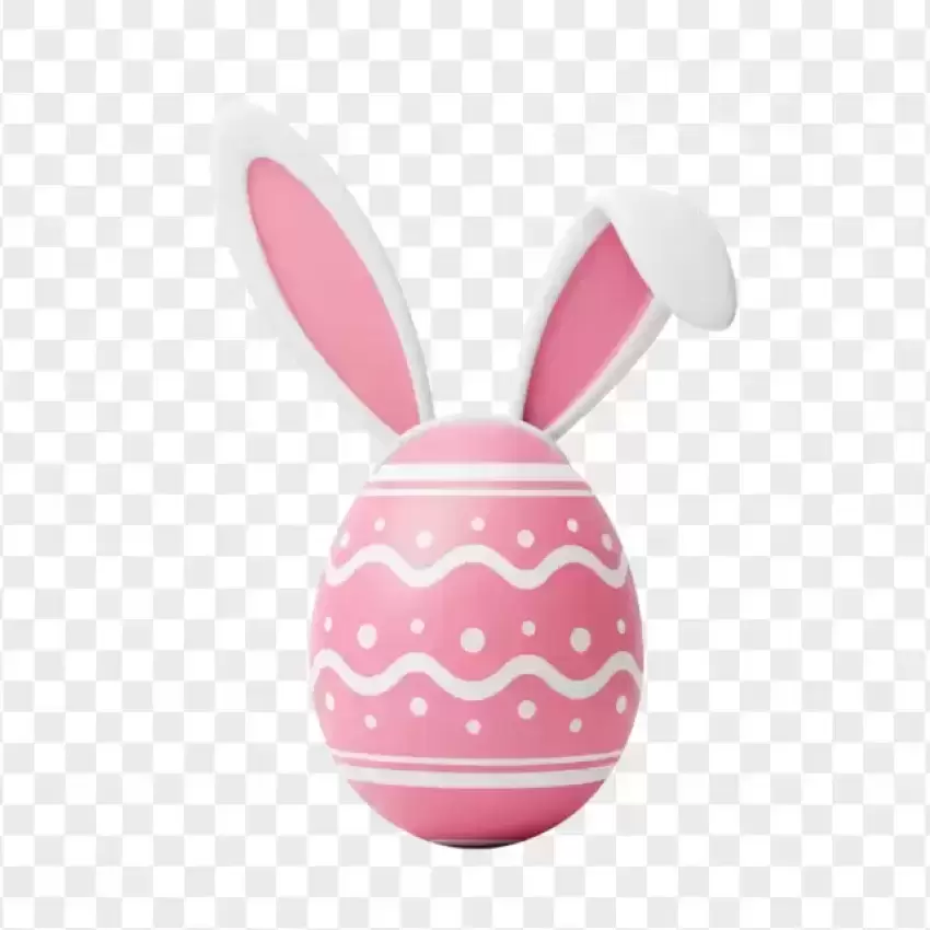 Pink Easter Egg with Bunny Ears PNG