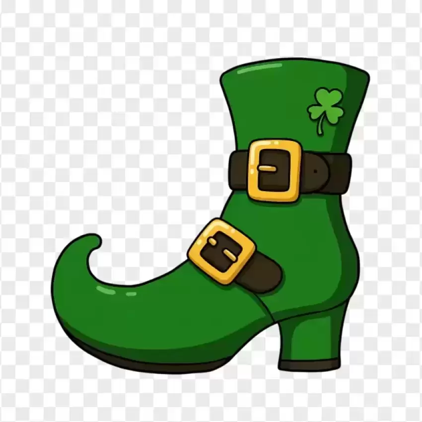 Green Leprechaun Boot with Gold Buckle PNG