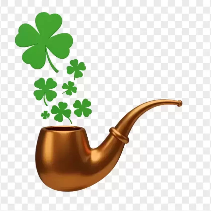 Wooden Pipe with Clover PNG