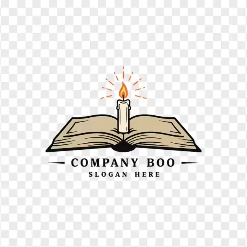 Company Book Logo Open Book with Flame PNG