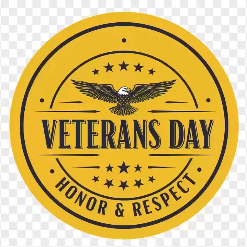 Vintage Veterans Day Honor and Respect Round Badge PNG