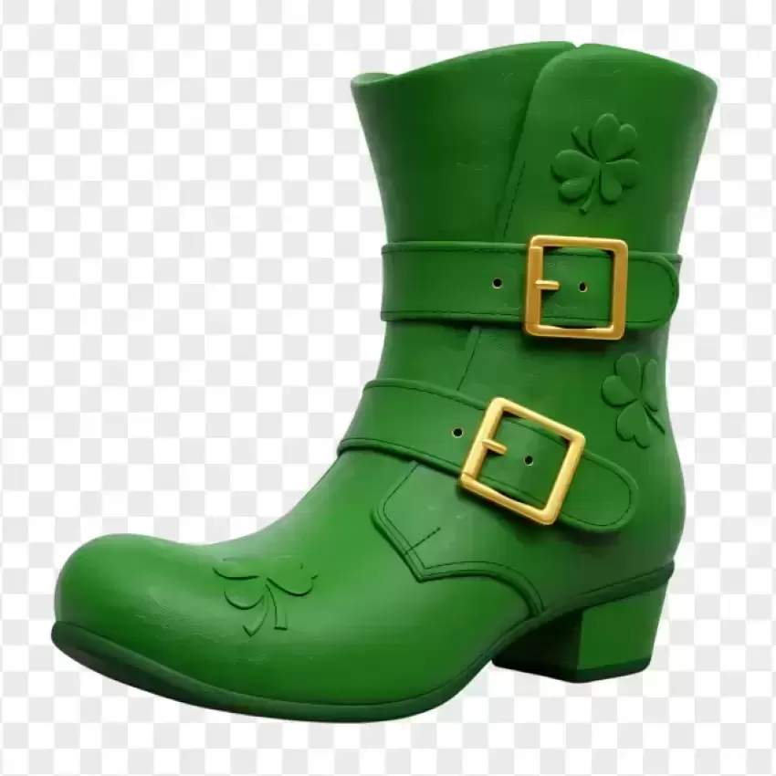 Leprechaun Boot with Gold Buckle PNG