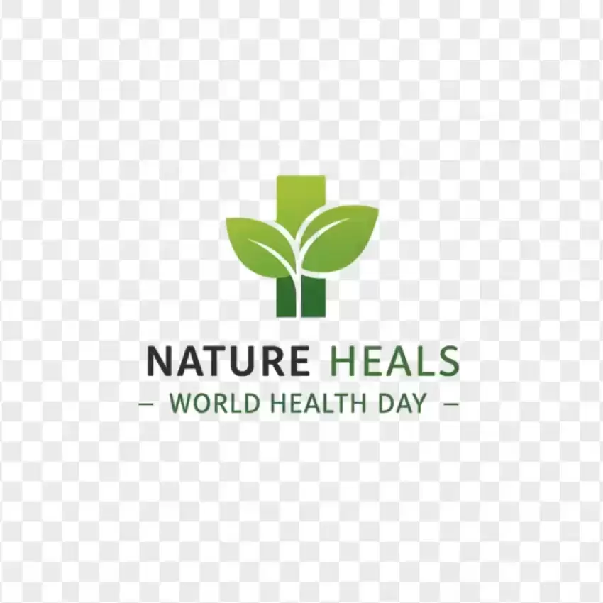 Nature Heals Green Leaf Wellness Logo PNG