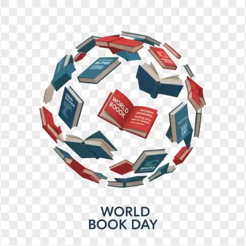 World Book Day Circular Books Design PNG