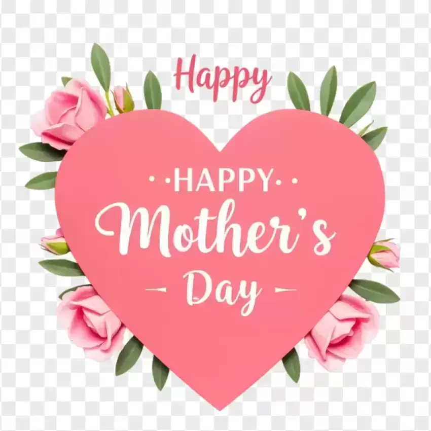 Happy Mother's Day Floral Heart Design PNG