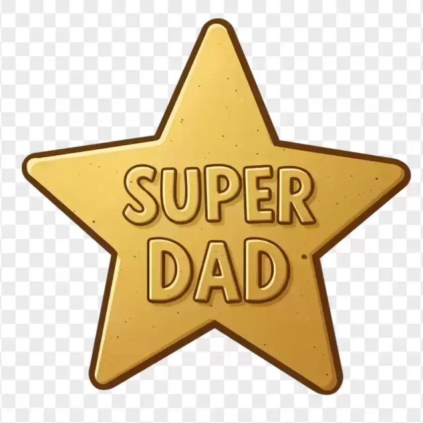 Super Dad Golden Star Badge PNG