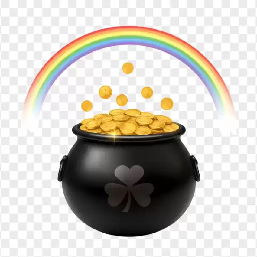 Pot of Gold with Rainbow PNG