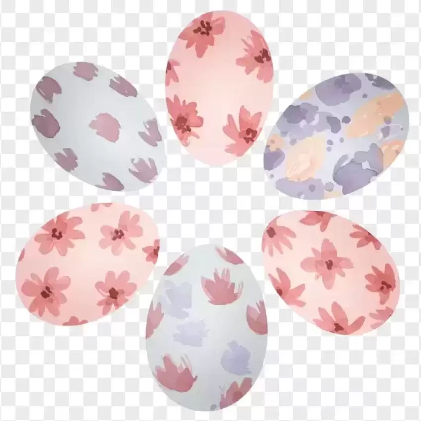 Pastel Painted Easter Eggs Set PNG