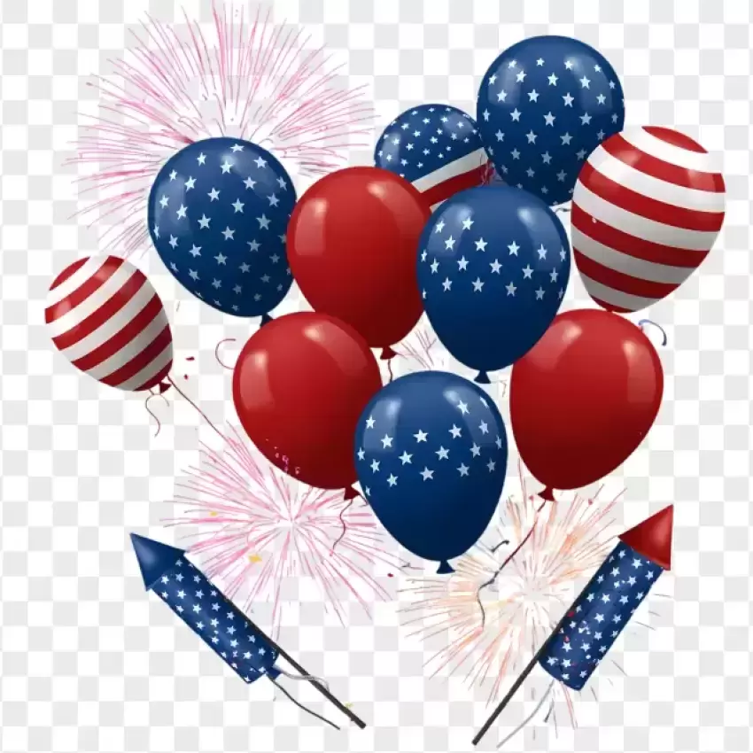 Red White Blue Balloons Presidents Day PNG