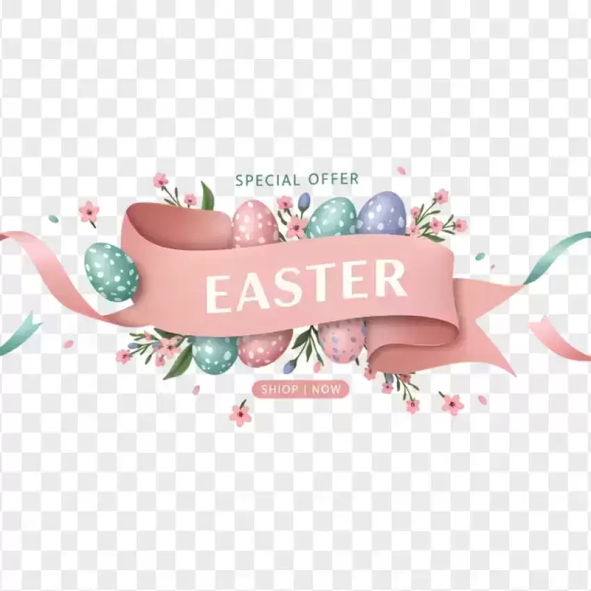 Easter Ribbon Elegant Typography Banner