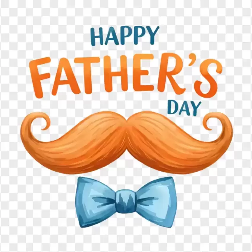 Happy Father's Day with Mustache and Bow PNG