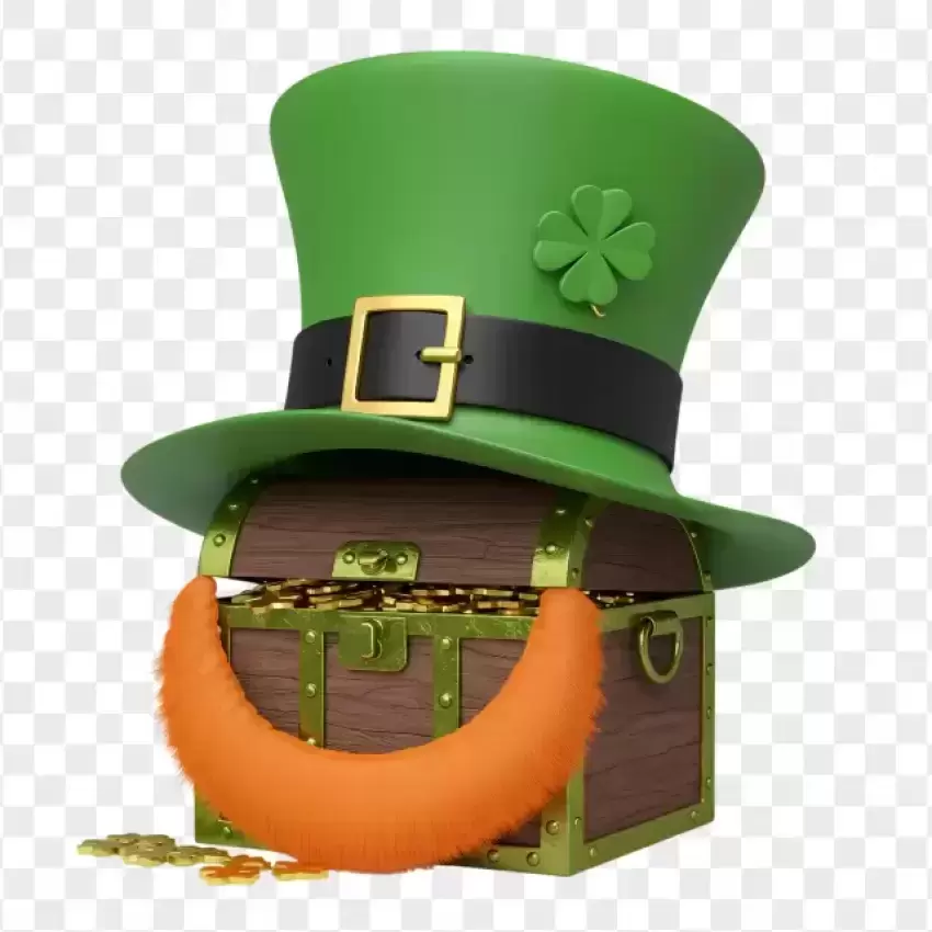 Pot of Gold with Shamrocks PNG